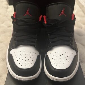 Jordan… Air Jordan 1 low Men's Black, White, and Red Sneakers
